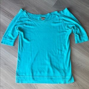 Mossimo On/Off Shoulder Women's Turquoise Cotton Top XL Textured Casual Basic